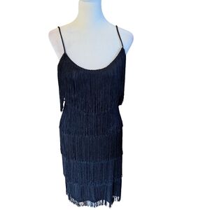 Elegant Black Fringe Dress
